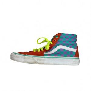 Women's Old Skool Checkered Vans Off The Wall  Size 8 Orange‎ green purple